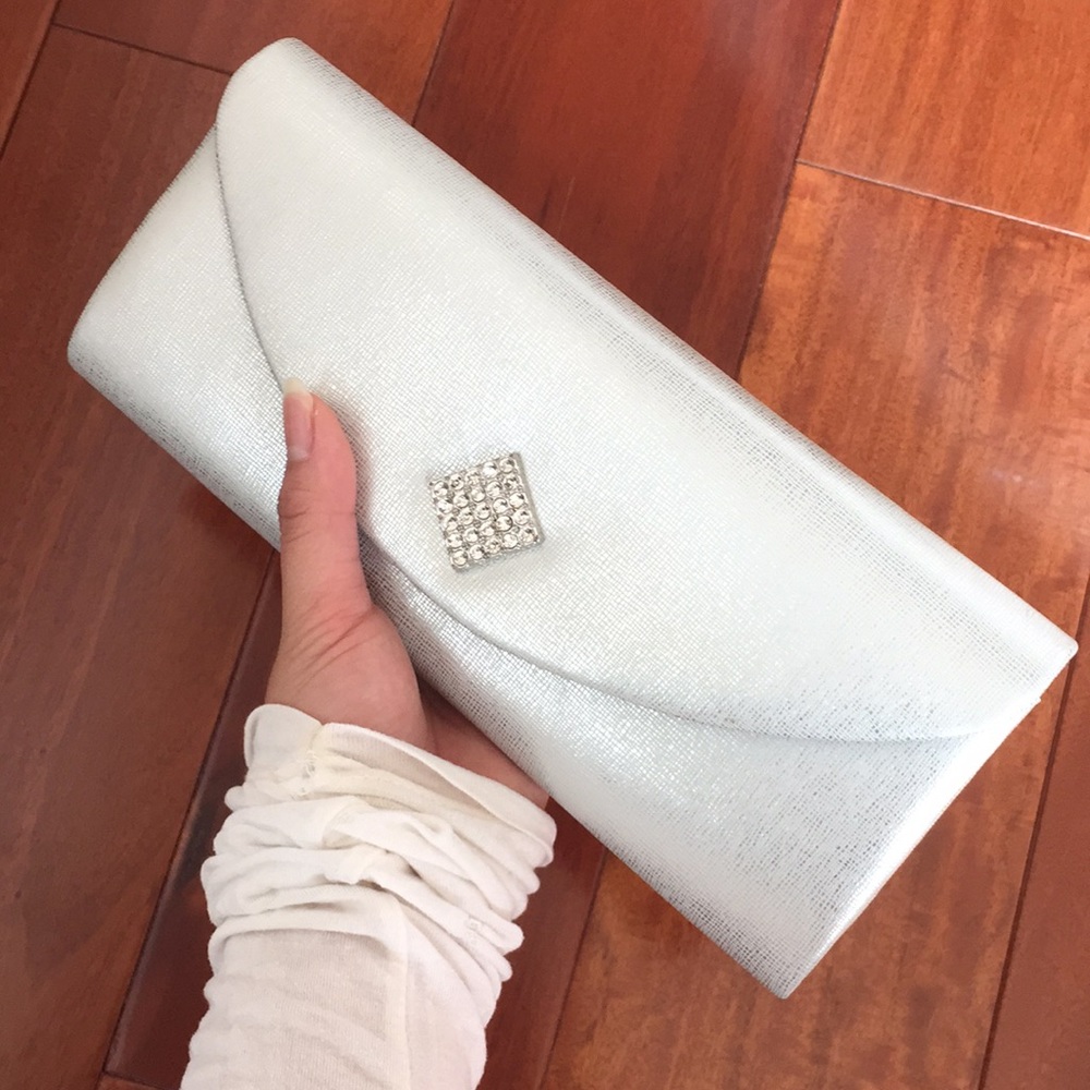 Silver Clutch with Jewel Detail